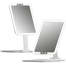 Fancii Rechargeable Travel Makeup Mirror with Bright LED Lights and 3 Color Modes Ultra Thin, Portable and Lightweight, Touch Dimming, Compact Folding Mirror, Lighted Vanity Mirror, Nora Mini