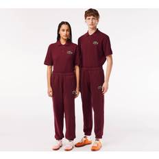 Red - Unisex Trousers Lacoste Unisex Organic Cotton Fleece Jogger Trackpants Bordeaux
