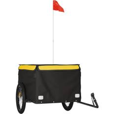 vidaXL yellow Bike Cargo Trailer Bike Carriage Bicycle Wagon Trailer with Flag Iron