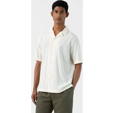 Sunspel Embroidered Stripe Shirt Ecru