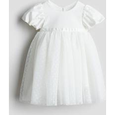 Babies Dresses Children's Clothing H&M Baby White Puff-sleeved tulle dress 12-18M