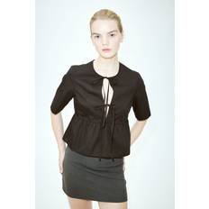 H&M Ladies Black Tie-front poplin blouse