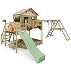 Wickey Parco giochi in legno Disney Quest Giochi da giardino con altalena e scivolo Casa su palafitte da esterno con sabbiera e scala di risalita per