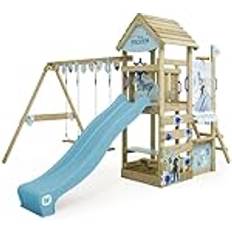 Disney Parques infantiles Wickey Parque infantil de madera Disney Adventure con columpio y tobogán Torre de escalada de exterior con techo, arenero y escalera para niños