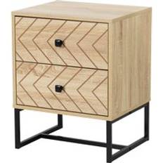 Homcom Natural Bedside Tables Homcom Two-Draw Bedside Table
