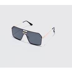 boohooMAN Metal Aviator Detail Sunglasses - Black