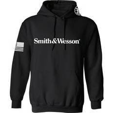 Sweaters Smith & Wesson Officially Licensed Men's Long Sleeve Solid Graphic Hoodie, American Flag and W Logo Pullover Sweatshirt 3x, Black