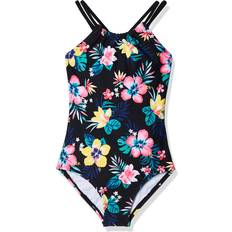Kanu Surf Girls' Jasmine Beach Sport Halter One Piece Swimsuit, Brooke Black