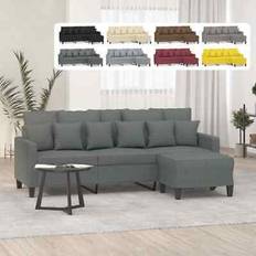 Muebles vidaXL de 3 Plazas con Taburete de Tela Gris Oscuro 180 cm Sofá