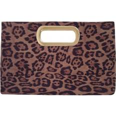 Faux Suede Handbags Faux Suede Top Handle Small Leopard Clutch