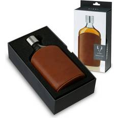 Hip Flasks Viski Viski Parker Leather-Wrapped Pouch Hip Flask