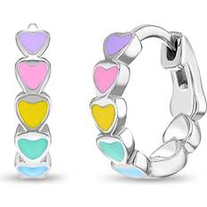 Children Jewelry In Season Jewelry Heart 9mm Baby Toddler Kids Earrings Hoop Enamel Sterling Silver