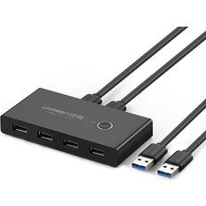 Ugreen US216 USB KVM Switch Box USB 3.0 USB 2.0 Switcher 2 Ports PCs Sharing 4 Devices Converter for Keyboard Mouse Printer Monitor Switch Selector