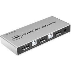 ChaoChuang Dual-port 8K Displayport KVM Switch USB Displayport KVM 144Hz DP Switcher 4KX2K/60Hz 2K/144Hz Displayport 2 in 1 out KVM USB