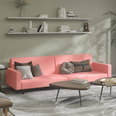 vidaXL Bäddsoffa 2-Sits Rosa Sammet Soffa