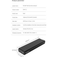 Orico Orico m2pv-c3 type-c m .2 nvme ngef ssd kabinett usb 3.1 10/5 gbps ekstern boksveske mobil harddiskboks til 2230 2242 2260 2280