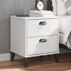 Pines Bedside Tables vidaXL Cabinet White Engineered Wood Bedside Table