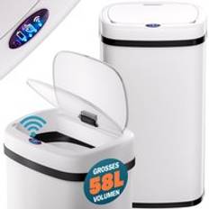 Cleaning Equipment & Cleaning Agents Monzana steel automatic dustbin 58L white