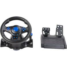 Wheel & Pedal Sets ESTINK ESTINK PC Game Racing Wheel Game Steering Wheel 180 Rotation 7 in 1 Vibration USB Racing Game Wheel with Pedal for PS4 PC Game Steering Wheel