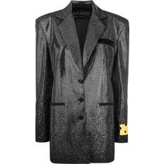 Off-White Women Blazers Off-White Bling embellished single-breasted blazer women Silk/Polyester/Cupro/Viscose/Wool/Virgin Wool/glass/Elastane Black