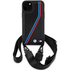BMW BMHCP15S23PSVTK iPhone 15 14 13 black/black hardcase M Edition Carbon Tricolor Lines & Strap