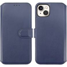 Rvelon iPhone 15 Plånboksfodral i Äkta Läder Blå