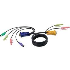 KVM Switches Aten 2L5306P 20' SPHD15M to HDB15 and PS/2 Male KVM Cable with Audio