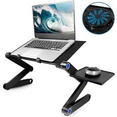 Ifsecond Adjustable Laptop Bed Table Computer Stand, 2021 Laptop Notebook Stand Reading Holder with Large Cooling Fan & Mouse Pad for Bed Couch Office Sofa