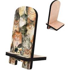 Mobile Device Holders DesignoCracy Sophisticated Cats Cell Phone Stand Family Decor Wood Mobile Holder Organizer