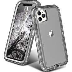 OrIbox for iPhone 15 Pro Case Gray, [10 FT Military Grade Drop Protection] Transparent Heavy Duty Shockproof Anti-Fall Case for iPhone 15 Pro Phone Case,6.1 inch,3 in 1, Crystal Gray