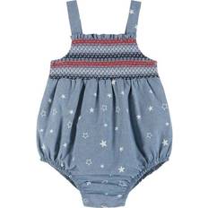 1-3M Jumpsuits Andy & Evan Girl's Star-Print Smocked Bubble Romper, Newborn-3M