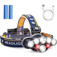HKHBJS Led Head Torch, Super Bright Headlamp 13000 Lumens Rechargeable Headlight,90 Degree Angle Adjustable Led Light Lampblack