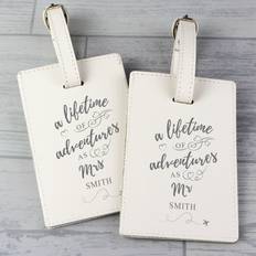 White Travel Accessories Personalised Memento Company Personalised Lifetime of Adventures Couples Luggage Tags Cream
