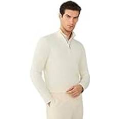 Hackett London GMD Merino Silk Hz Stickat, Beige elfenbensvit