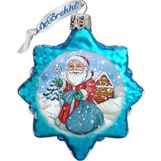 Metal Christmas Tree Ornaments DesignoCracy Santa Blue Bag Glass Art Christmas Tree Ornament