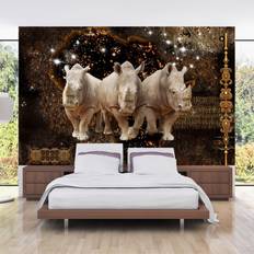 Guld Väggdekor Wonda Fototapet Golden Rhino Självhäftande 196x140 Väggdekor