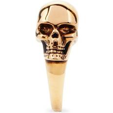 Alexander McQueen Golden Side Skull Ring - Beige