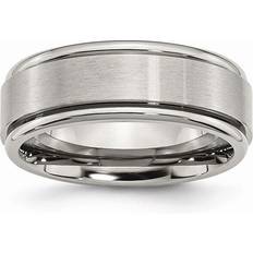 Chisel TB11-8 Titanium Ridged Edge mm Brushed & Polished Band Silver