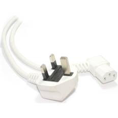 Kettle lead power cable Kenable Power Cord UK Plug to Right Angle IEC C13 lead 2m White