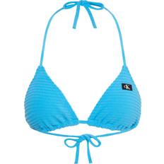 Calvin Klein M Bikinis Calvin Klein Bikini-Oberteil, Rippstruktur, Label, für Damen, blau