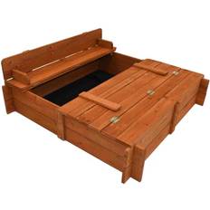 Big Game Hunters Square Wooden Sandpit with Folding Lid 96cm
