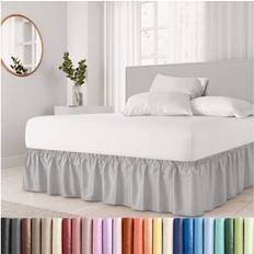 Valance Sheets CGK Unlimited Ruffled Elastic Around Bedskirt Valance Sheet Gray