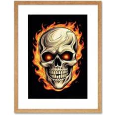 Beige Framed Art ARTERY8 Skull and Eyes Tattoo Ink Body Rockabilly Americana Framed Art
