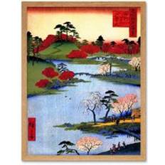 ARTERY8 Utagawa Hiroshige Colourful Ukiyo-e Japanese Woodblock River Landscape Cherry Blossom Trees Framed Art