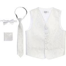 Long Sleeves Suits Gioberti Gioberti Boy's Piece Formal Paisley Vest Set, White