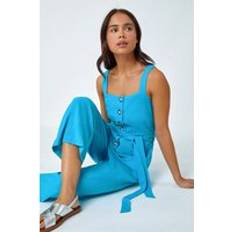 Femme - Turquoise Combinaisons Roman Petite Sleeveless Linen Blend Jumpsuit Turquoise