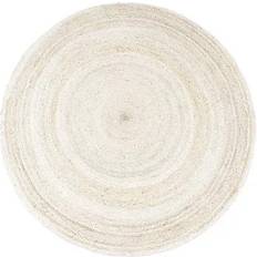 Jute Tapis Paco Home Tapis Rond Salon Jute Motif Ethnique Boho 120 cm Rond Blanc