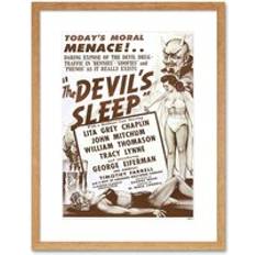 Beige Framed Art ARTERY8 The Devils Sleep Bennies Phenos Drugs 1950's Framed Art