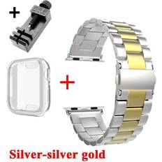 Steel Smartwatch Strap Kilovo Silver Case Silver Gold Bracelet, 38mm Premium Watch Case & Bracelet For Apple Watch