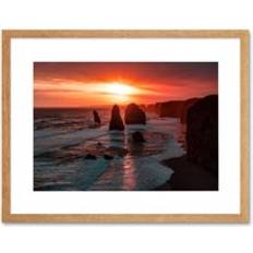 Beige Framed Art ARTERY8 Holthausen Twelve Apostles Sunset Australia Print Framed Art